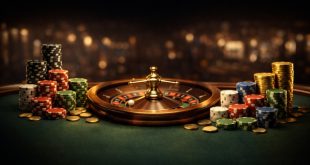 میز رولت کازینو با چیپ‌های شرط‌بندی و نمایش استراتژی‌های رولت